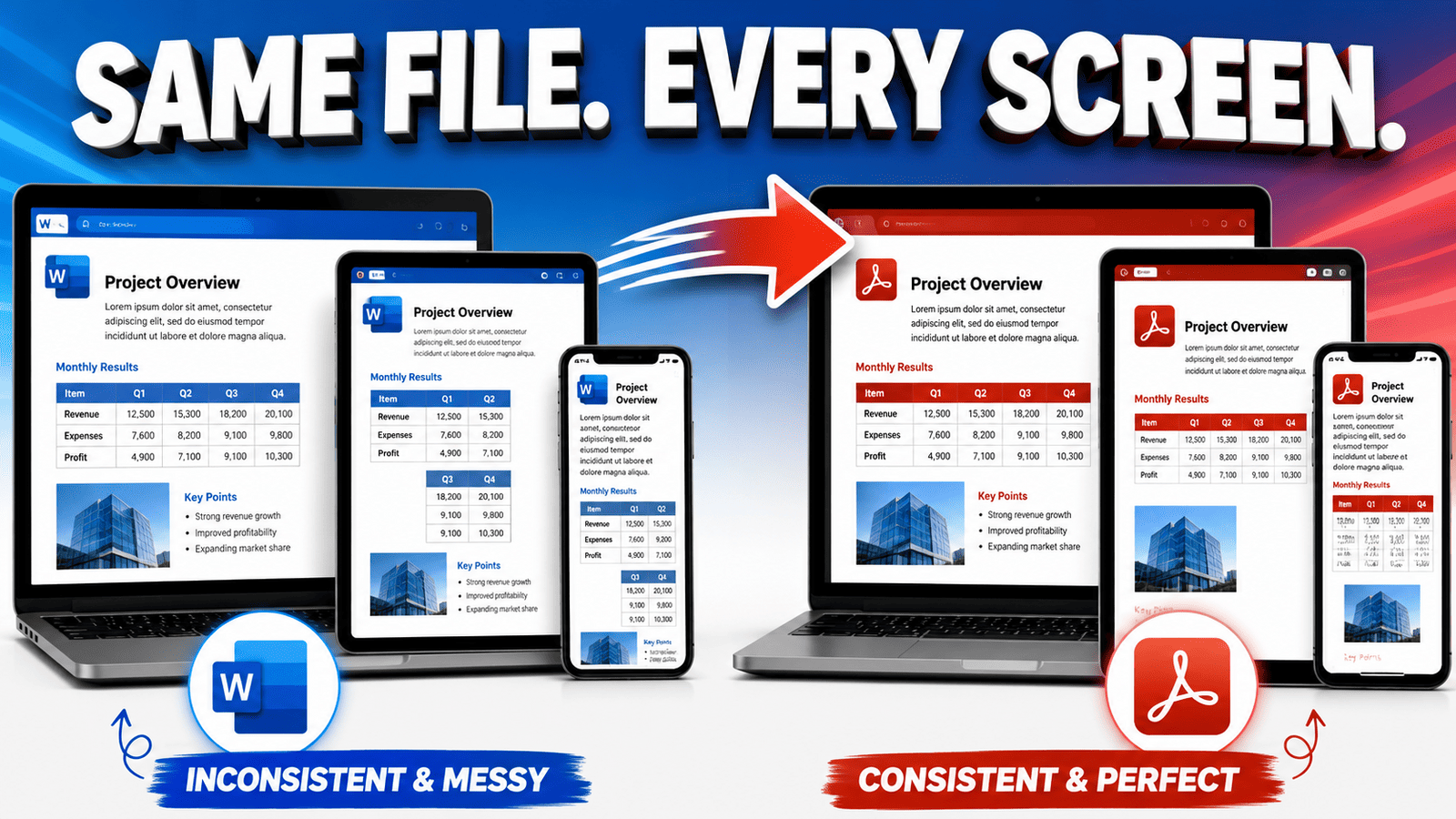 Converting a Word DOCX document into a fixed-layout PDF file