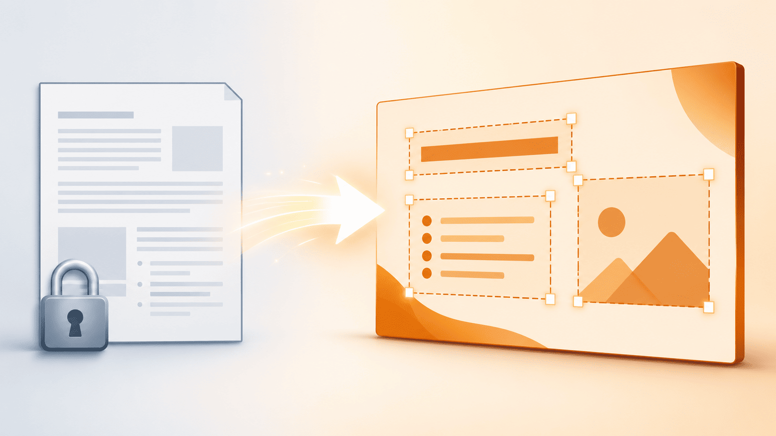 A PDF page being converted back into an editable PowerPoint slide