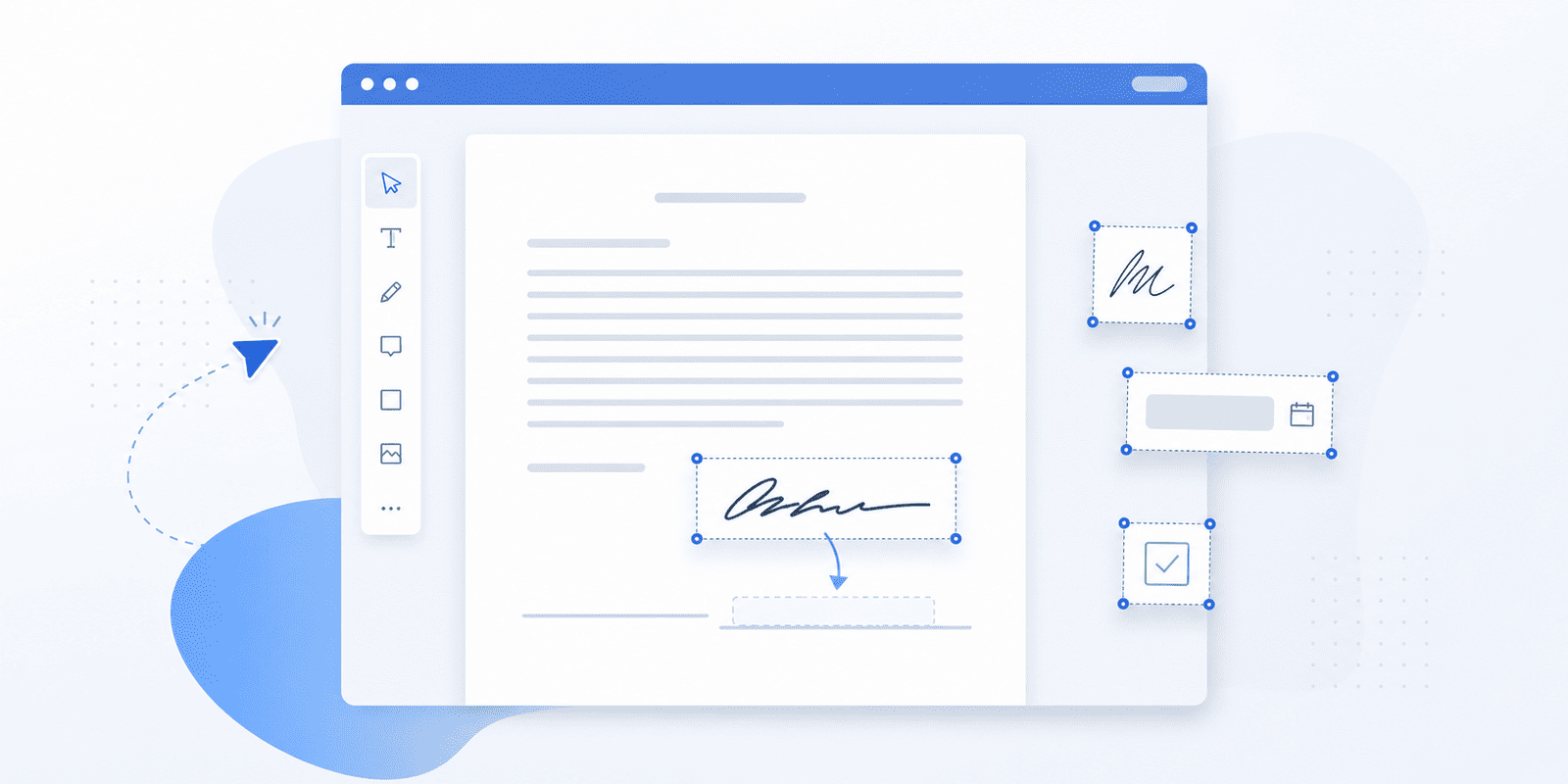 A signature being placed onto a PDF contract in a browser