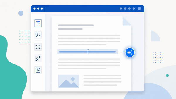 A PDF open in a browser editor with text being edited directly on the page