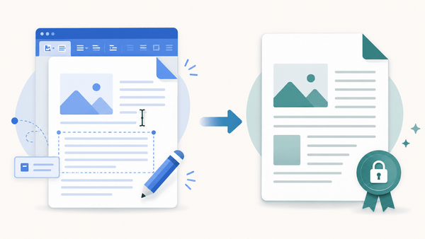 A Word document and a PDF weighed side by side to show their different purposes