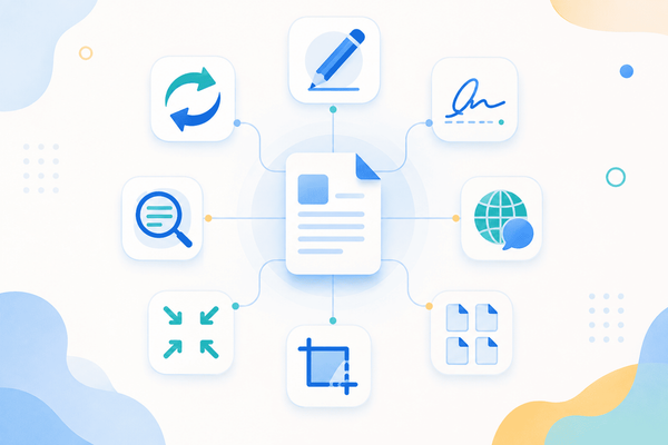 An overview of the PDFEquips PDF tools organized by task