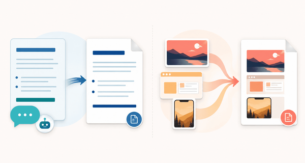 Text and images being converted into clean PDF documents